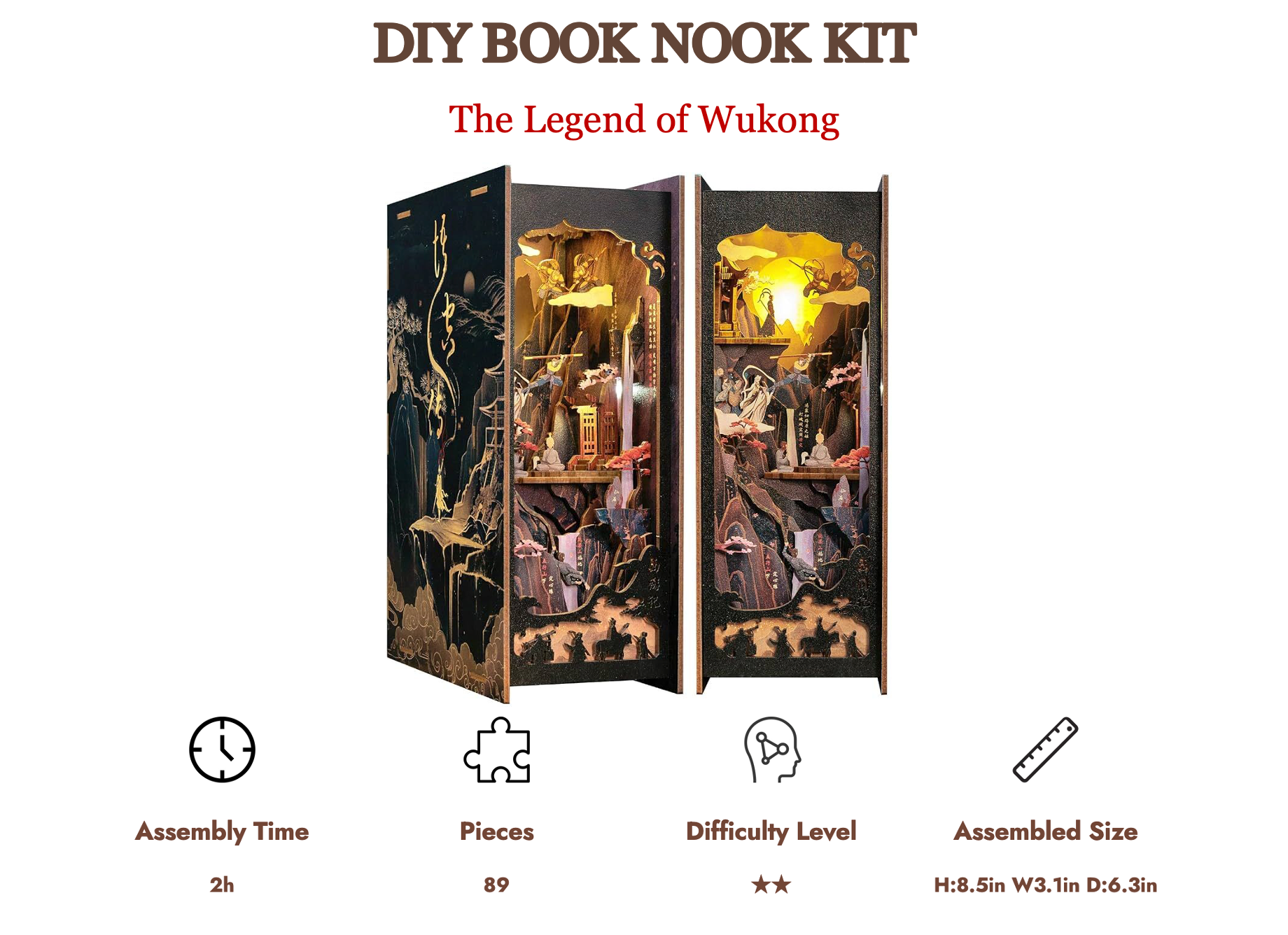 BOOK NOOK KIT - DIY - The Legend of Wukong - 89pc + LED Light