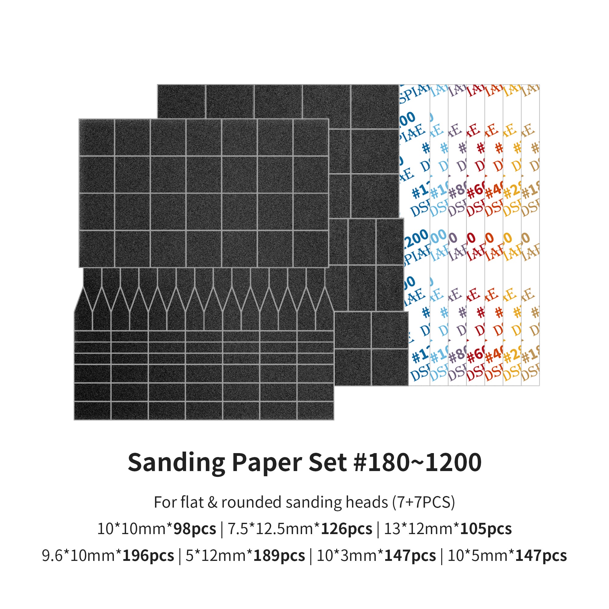 MSP-ESS Sanding paper for DSPIAE ES-A RECIPROCATING SANDER (Flat & Rounded head 7+7 pcs)