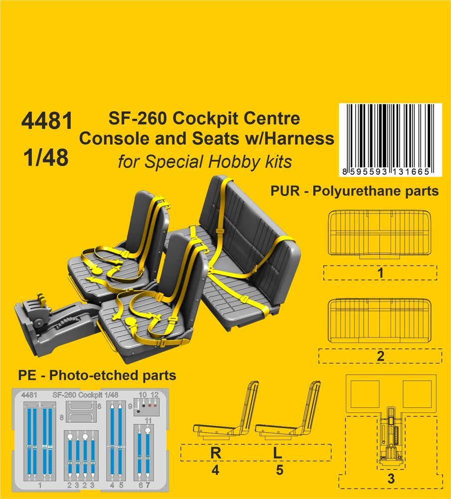 SF-260 Cockpit Centre Console and Seats w/Harness / for SH kits