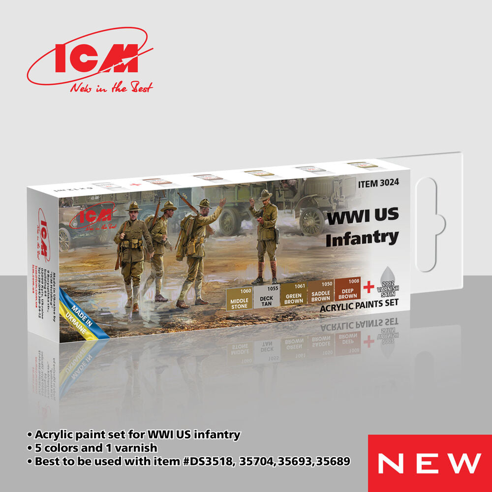 Acrylic Paint Set for WWI US Infantry 6 x 12 ml