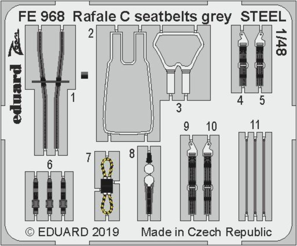 Rafale C seatbelts grey STEEL f.Revell