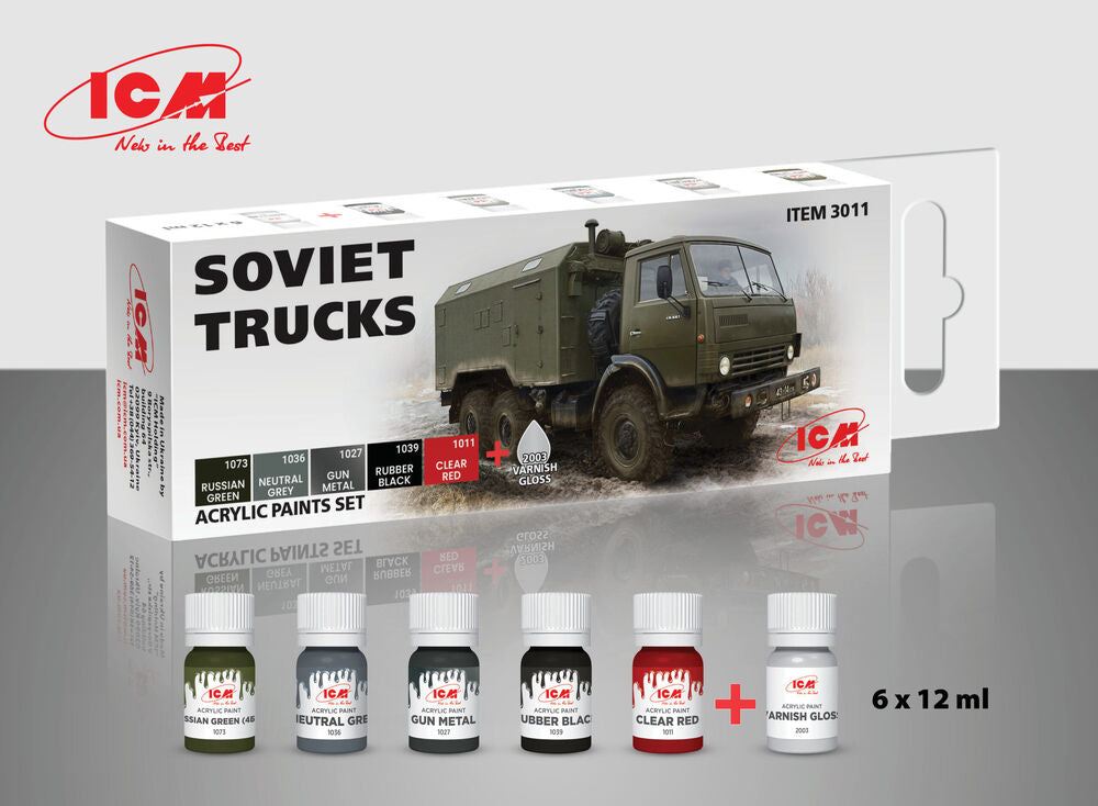 Acrylic paint set for Soviet trucks 6 x12 ml