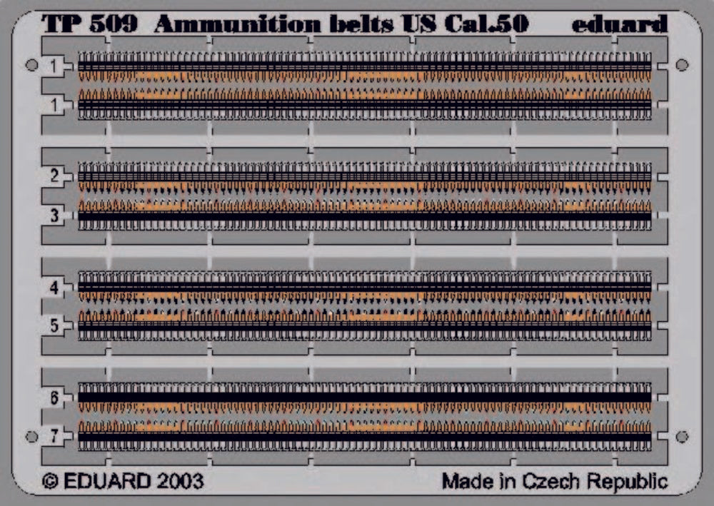 Ammunition belts US Cal.50, Coloriert.