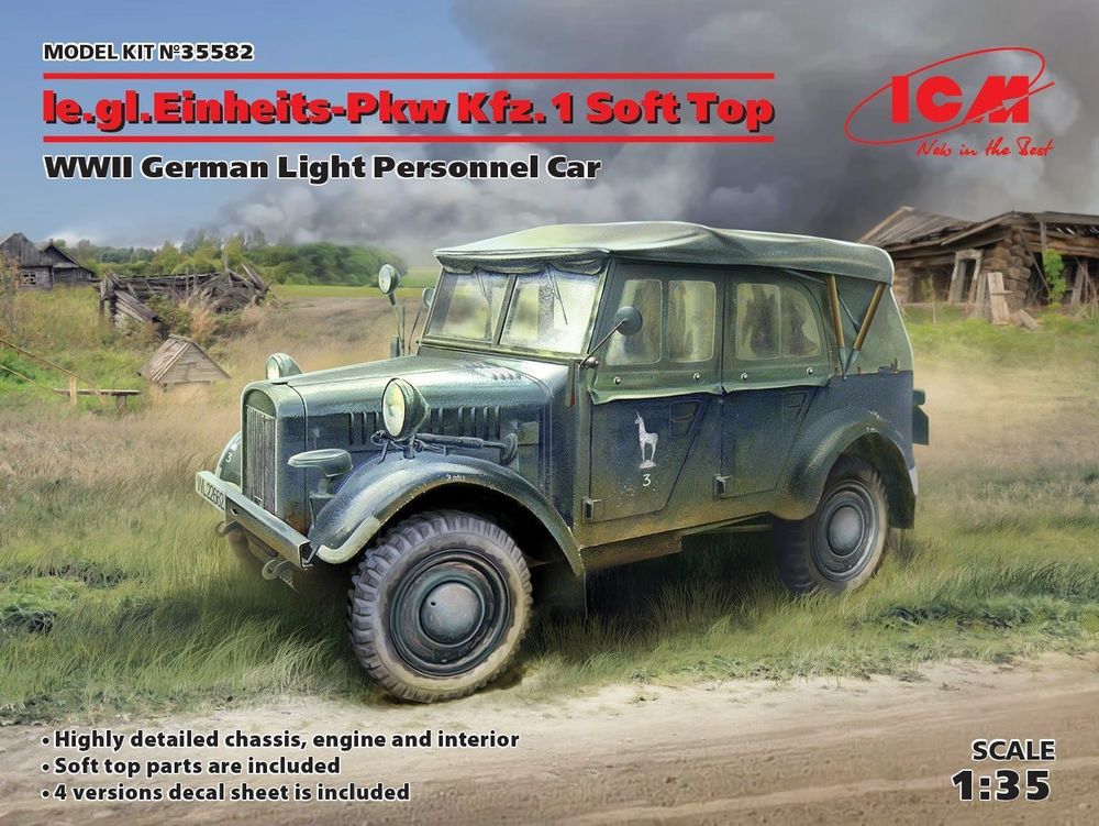 le.gl.Einheitz-Pkw Kfz.1 Soft Top,WWII German Light Personnel Car