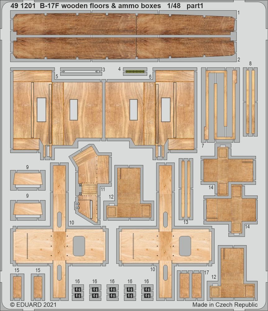 B-17F wooden floors & ammo boxes 1/48 for HKM