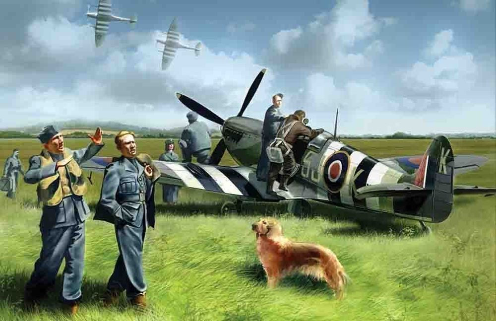 Spitfire Mk IX with RAF Pilots /Ground Crew