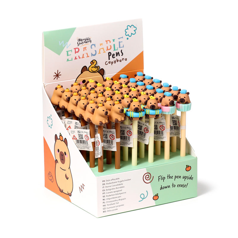KAWAII - Cabybara  - Head Topper Erasable Gel Pen (Display of 36 pcs)