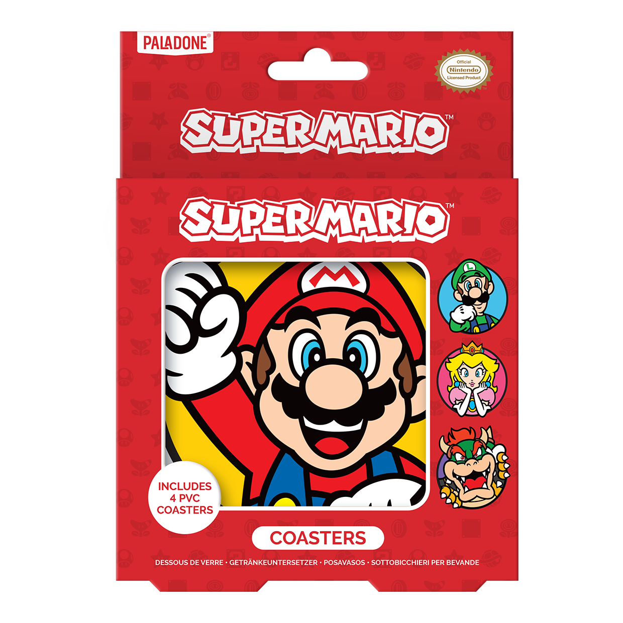 SUPER MARIO - Set of 4 Silicone Coasters