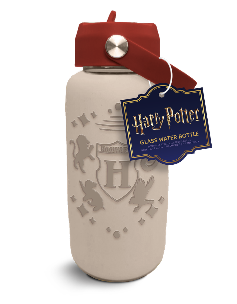HARRY POTTER - Hodgwarts - Glass Water Bottle with Silicon Sleeve 27oz