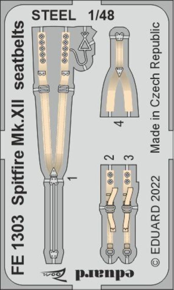 Spitfire Mk.XII seatbelts STEEL for AIRFIX