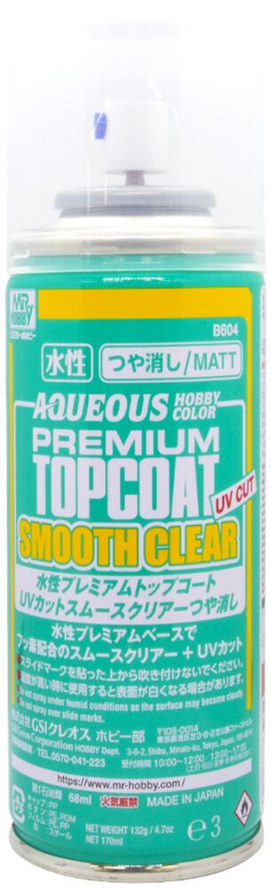 Mr Hobby -Gunze Aqueous Premium Top Coat UV-Cut Smooth Clear (Matt)