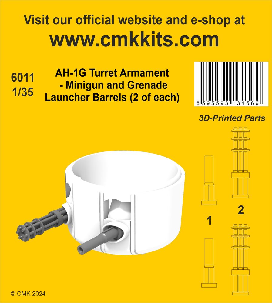 AH-1G Turret Armament - Minigun and Grenade Launcher Barrels (2 of each) 1/35