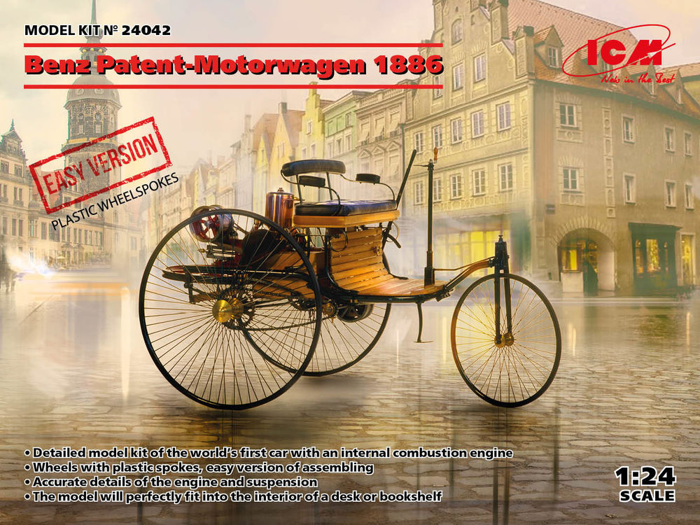 Benz Patent-Motorwagen 1886 (EASY version = plastic wheel-spokes)