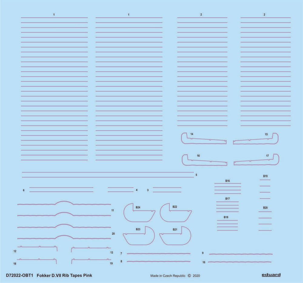 Fokker D.VII rib tapes pink for Eduard