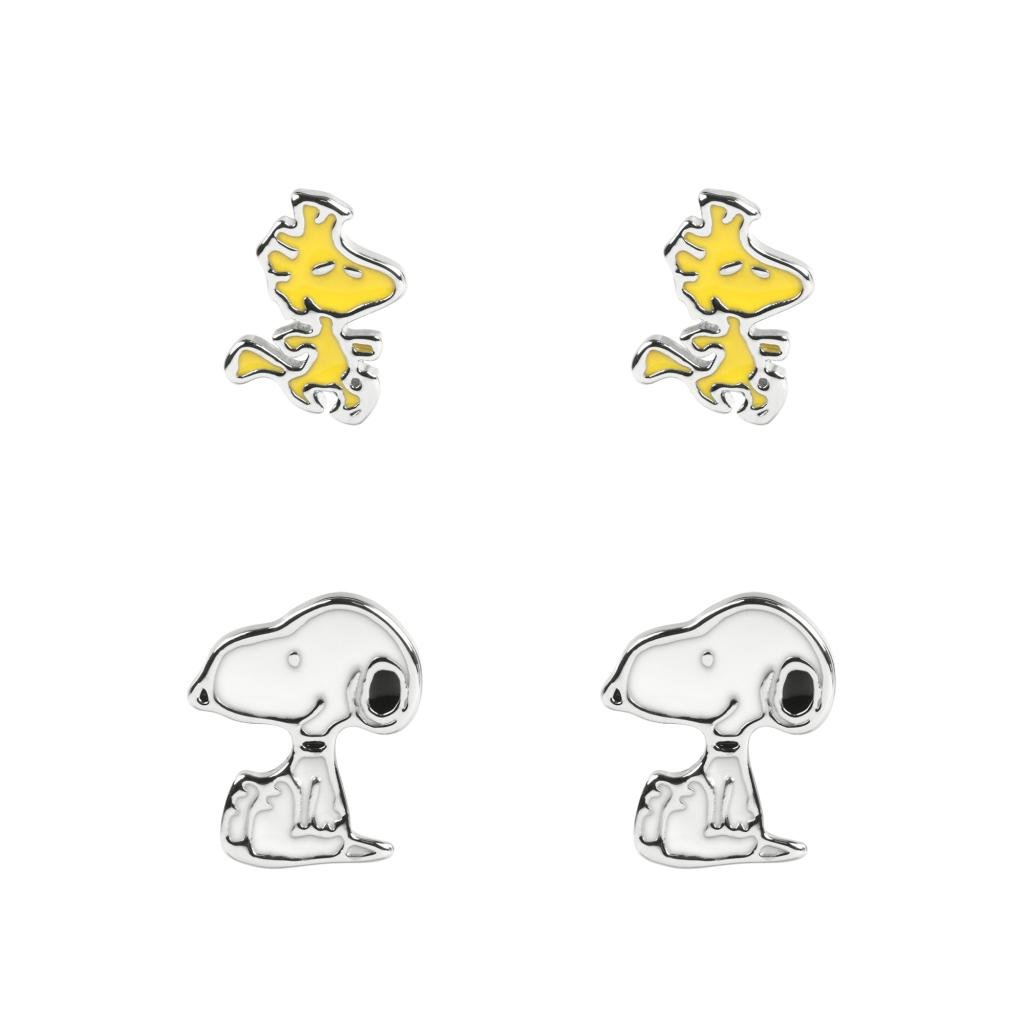 SNOOPY - 2 Paires de Clous d'Oreilles en Laiton