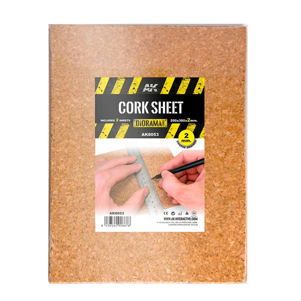 CORK SHEETS - COARSE GRAINED / LAMINAS CORCHO - GRANO GRUESO - 200 x 300 x 2mm (2 SHEETS/LAMINAS)