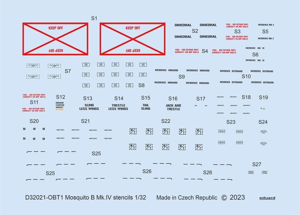 Mosquito B Mk.IV stencils 1/32 for HKM