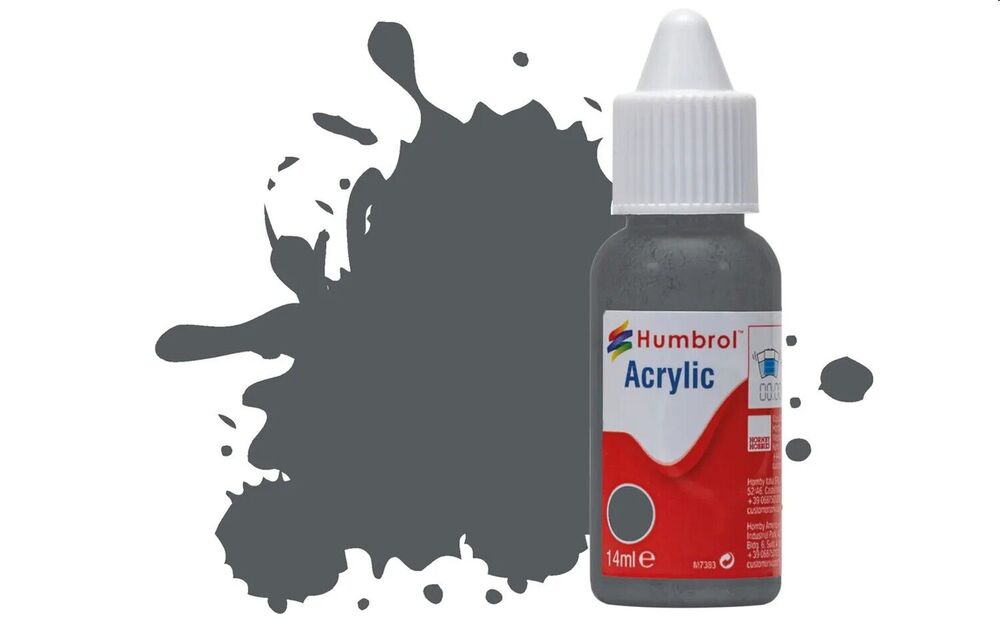 HUMBROL ACRYLIC DROPPER BOTTLE 14ML No.125 US Dark Grey Matt