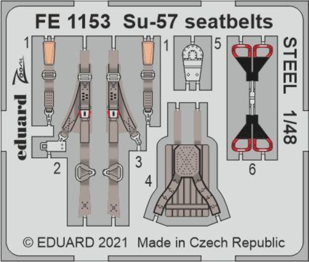 Su-57 seatbelts STEEL 1/48 for ZVEZDA