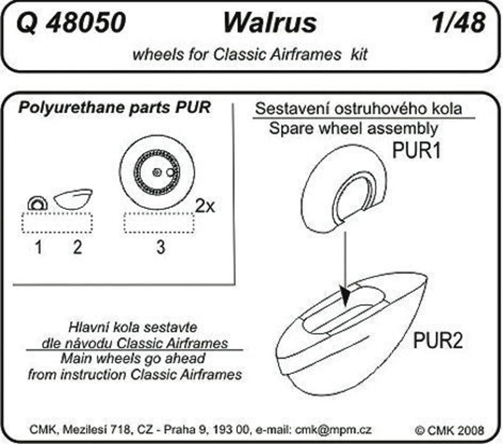 Walrus Mk. I wheels f��r Classic Airframes Bausatz