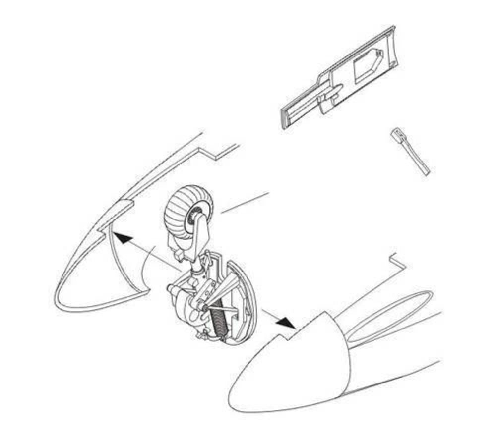 He 162A Nose undercarriage bay and wheel f��r Revell Bausatz