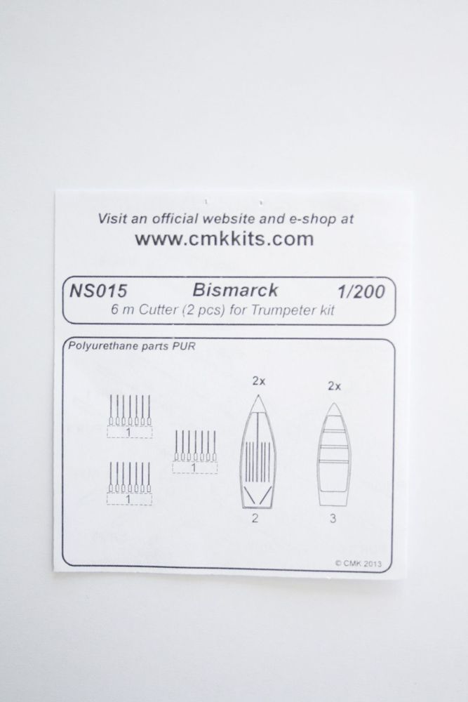 Bismarck 6 m Cutter 2pcs. f.TRU 1/200