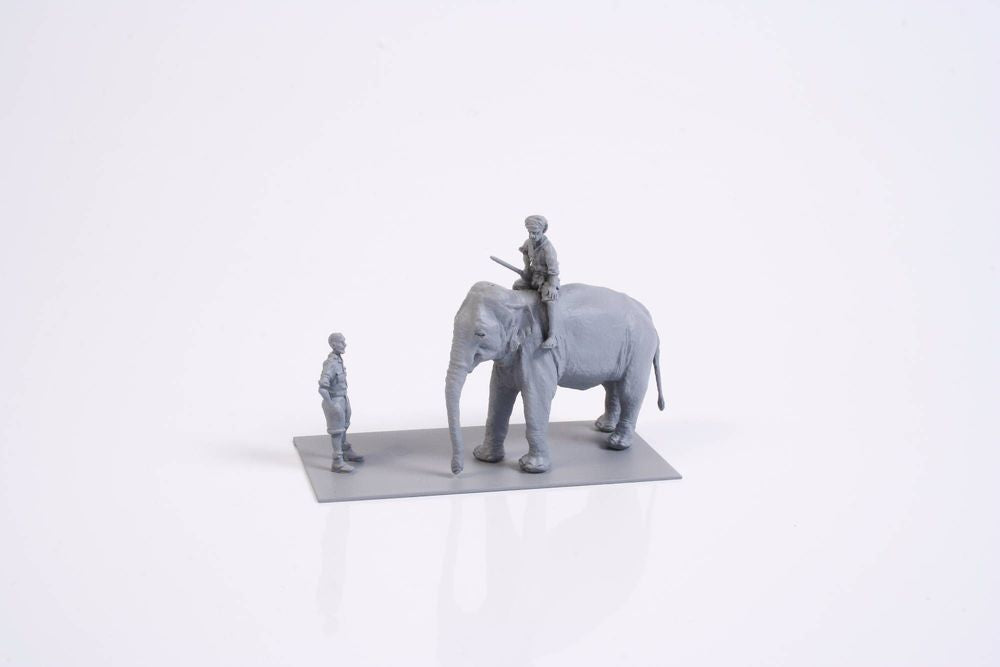 Mechanic of India WWII+Elephant with Mahout (2 fig.+elephant)