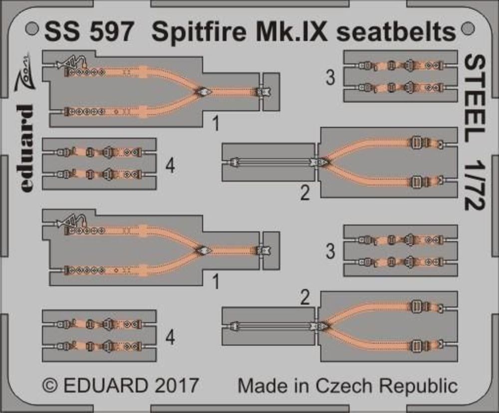 Spitfire Mk.IX seatbelts STEEL f.Eduard