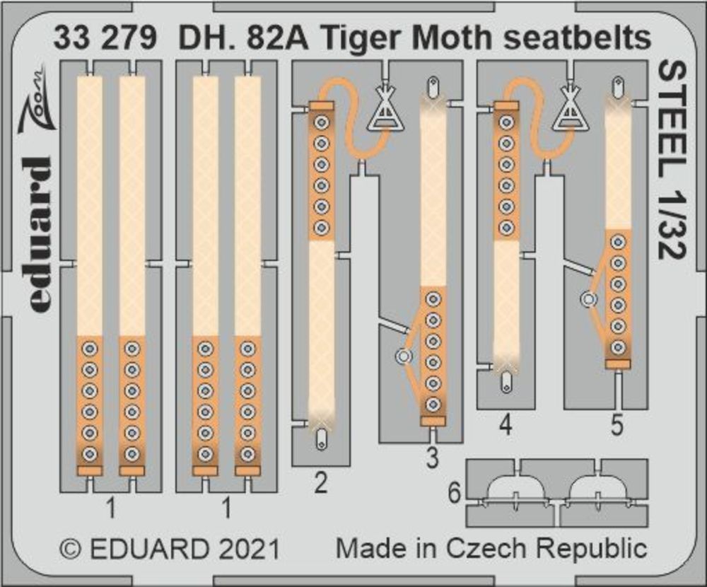 DH. 82A Tiger Moth seatbelts STEEL 1/32 for ICM