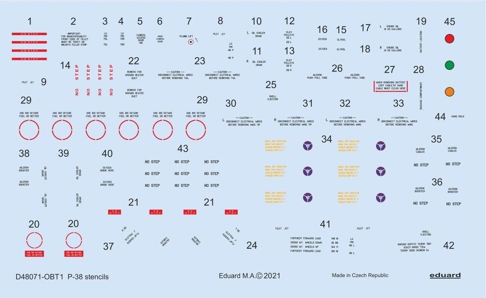 P-38 stencils 1/48 for TAMIYA/ACADEMY/HASEGAWA