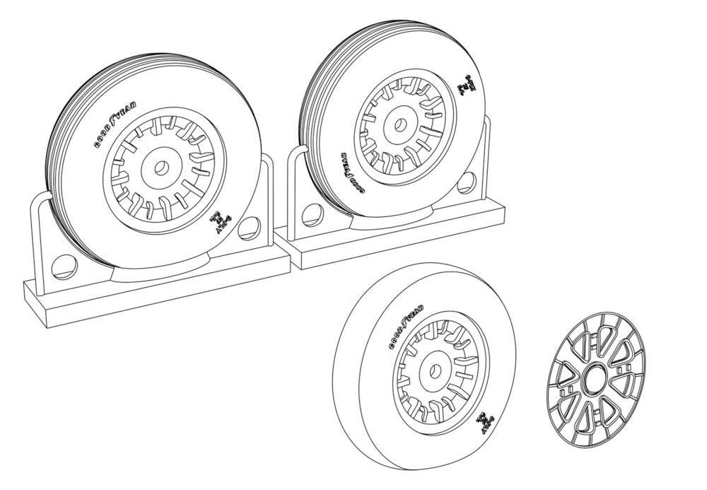 F4U Corsair Ribbed Thread Wheels set