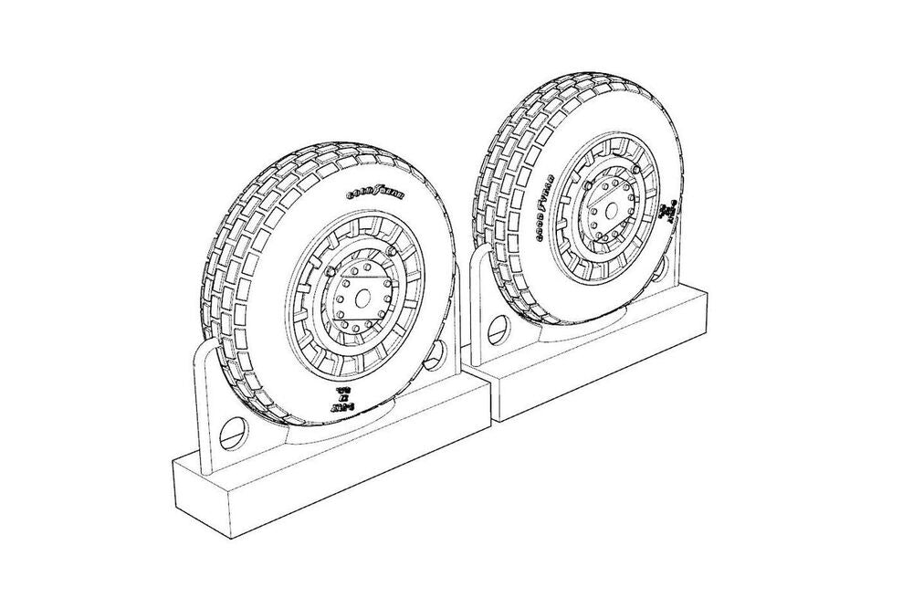 F4U Corsair Block Thread Wheels set