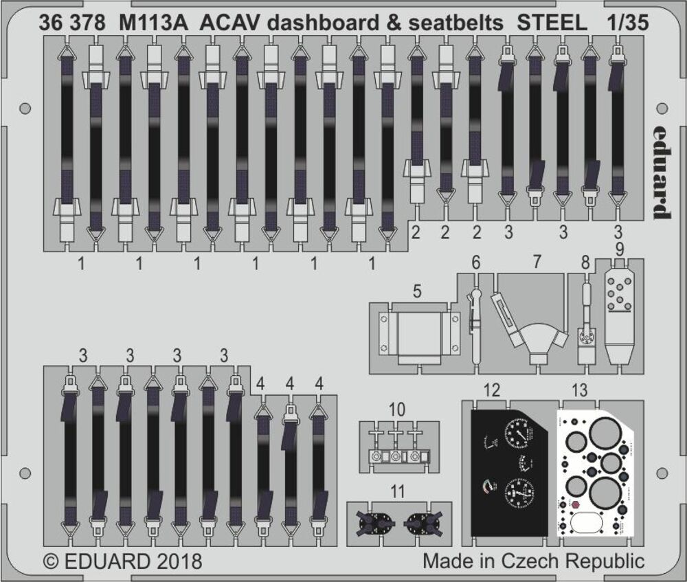 M113A ACAV dashboard & seatbelts STEEL for AFV Club