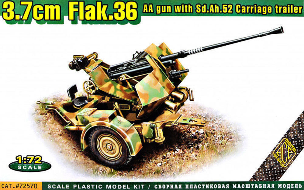 Flak.36�� 3.7cm. AA gun with Sd.Ah.52 carriage trailer