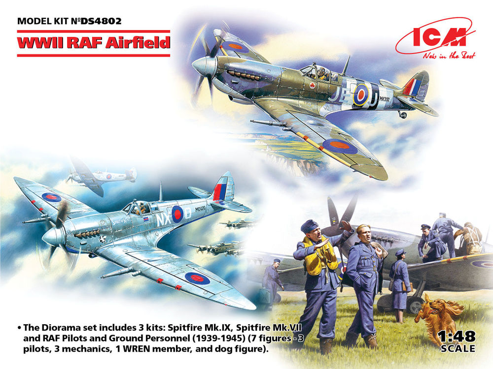 WWII RAF Airfield (Spitfire Mk.IX,Spitfire MkVII,RAF Pilots a Ground Pers(7 fig