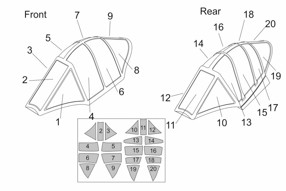 Ohka MXY7-K1 KAI two seats Canopy mask (Brengun kit)