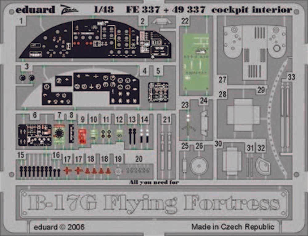 B-17G Flying Fortress cockpit interior f��r Revell/Monogram Bausatz