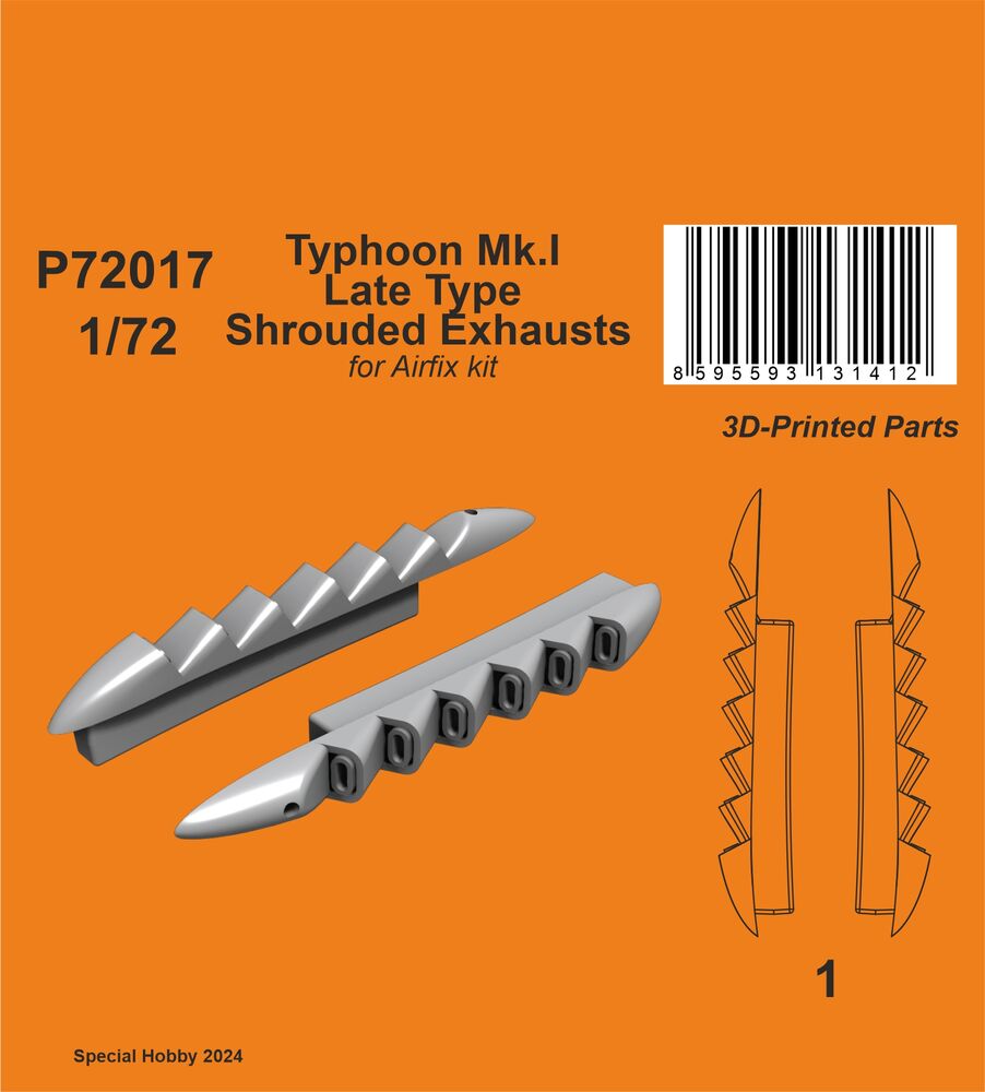 Typhoon Mk.I Late Type Shrouded Exhausts   / for Airfix kit