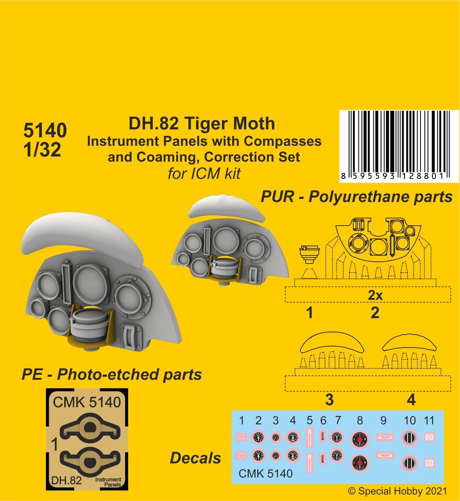 DH.82 Tiger Moth Instrument P. with Compasses and Coaming, Correction S.