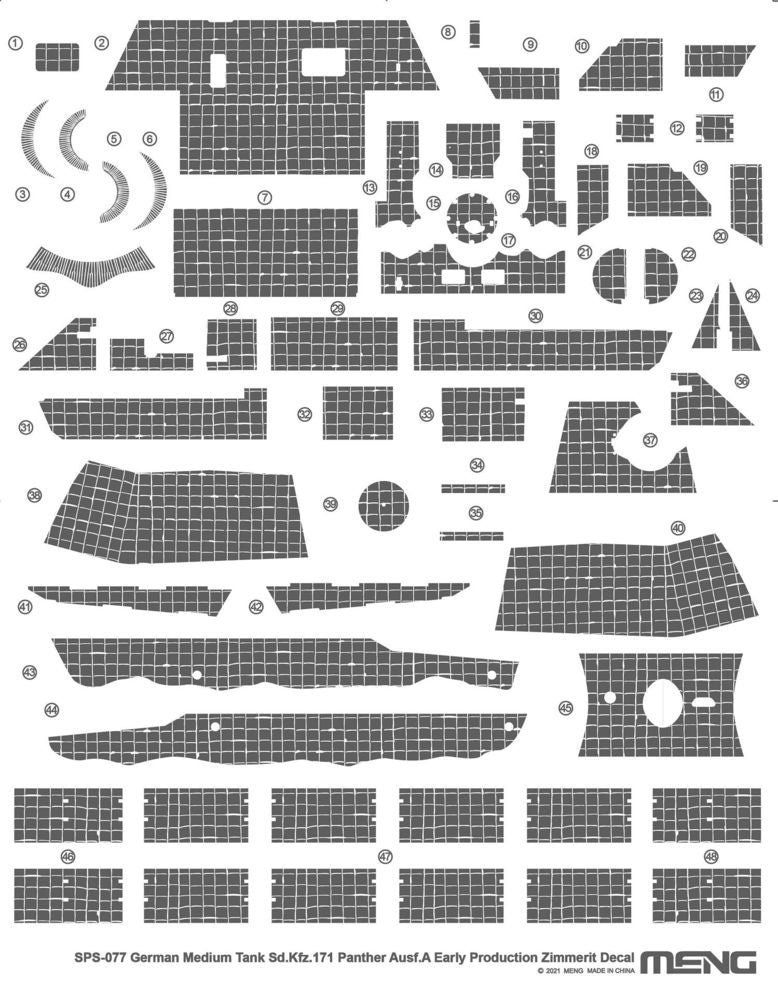 German Medium Tank Sd.Kfz.171 Panther Ausf.A Early Production Zimmerit Decal