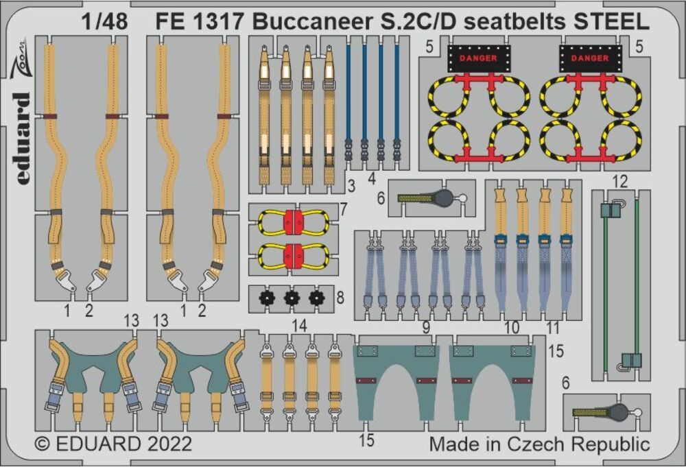 Buccaneer S.2C/D seatbelts STEEL for AIRFIX