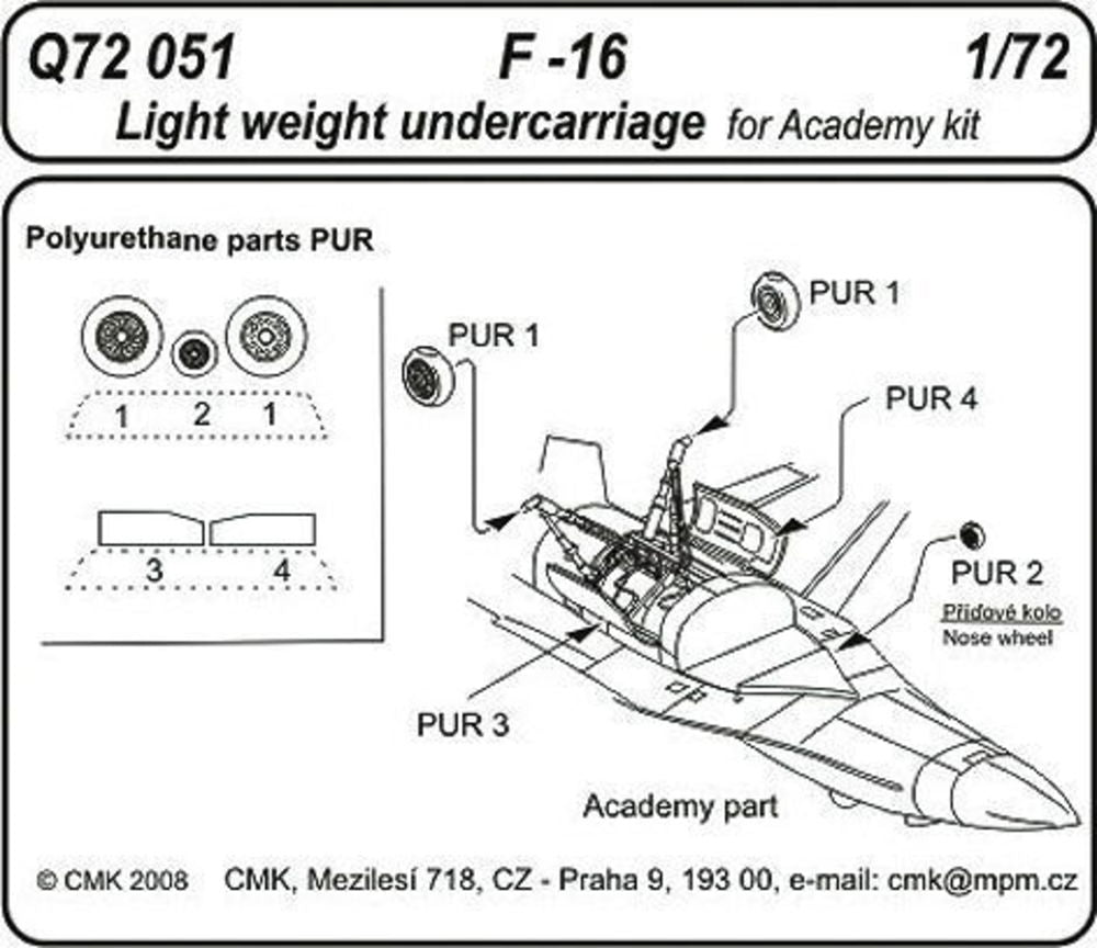 F-16 Light weight Undercarriage f��r Academy Bausatz