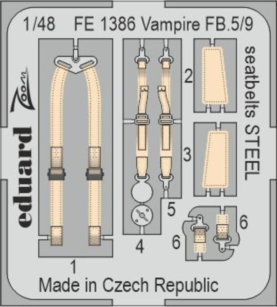 Vampire FB.5/9 seatbelts STEEL 1/48 AIRFIX