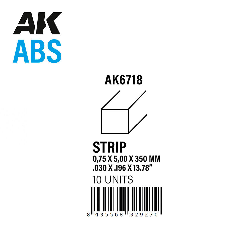 Strips 0.75 x 5.00 x 350mm - ABS STRIP