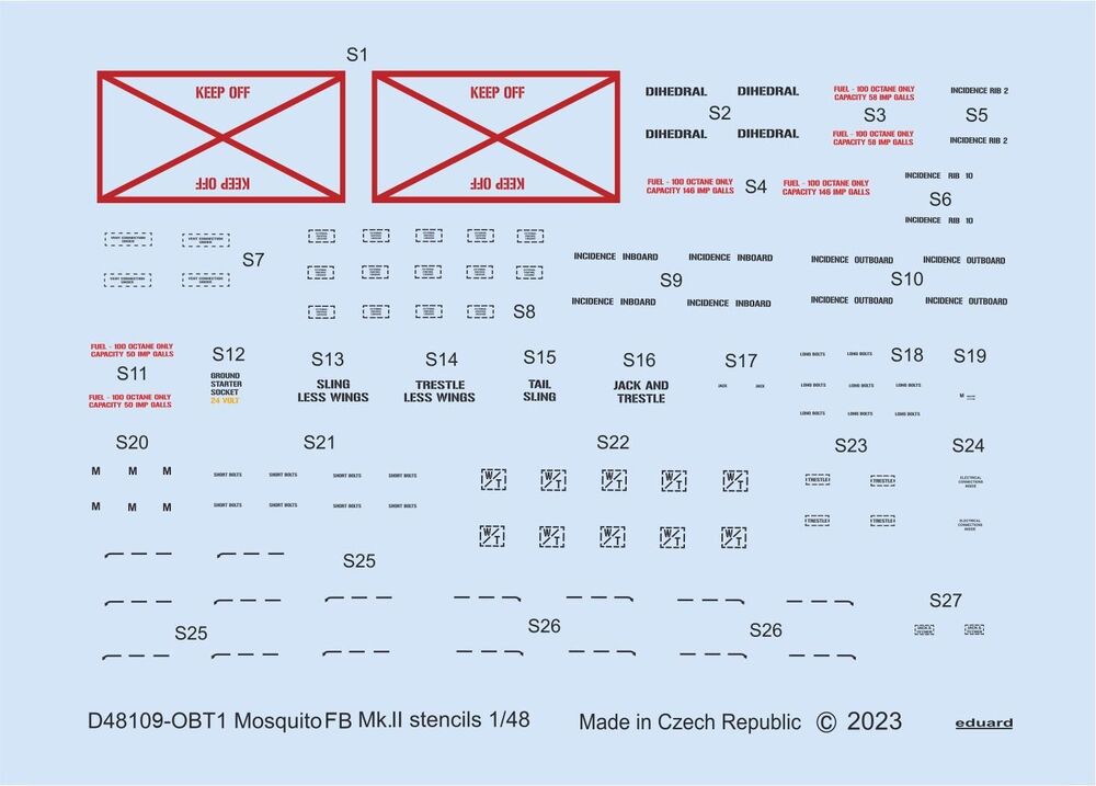 Mosquito FB Mk.II stencils 1/48 for TAMIYA