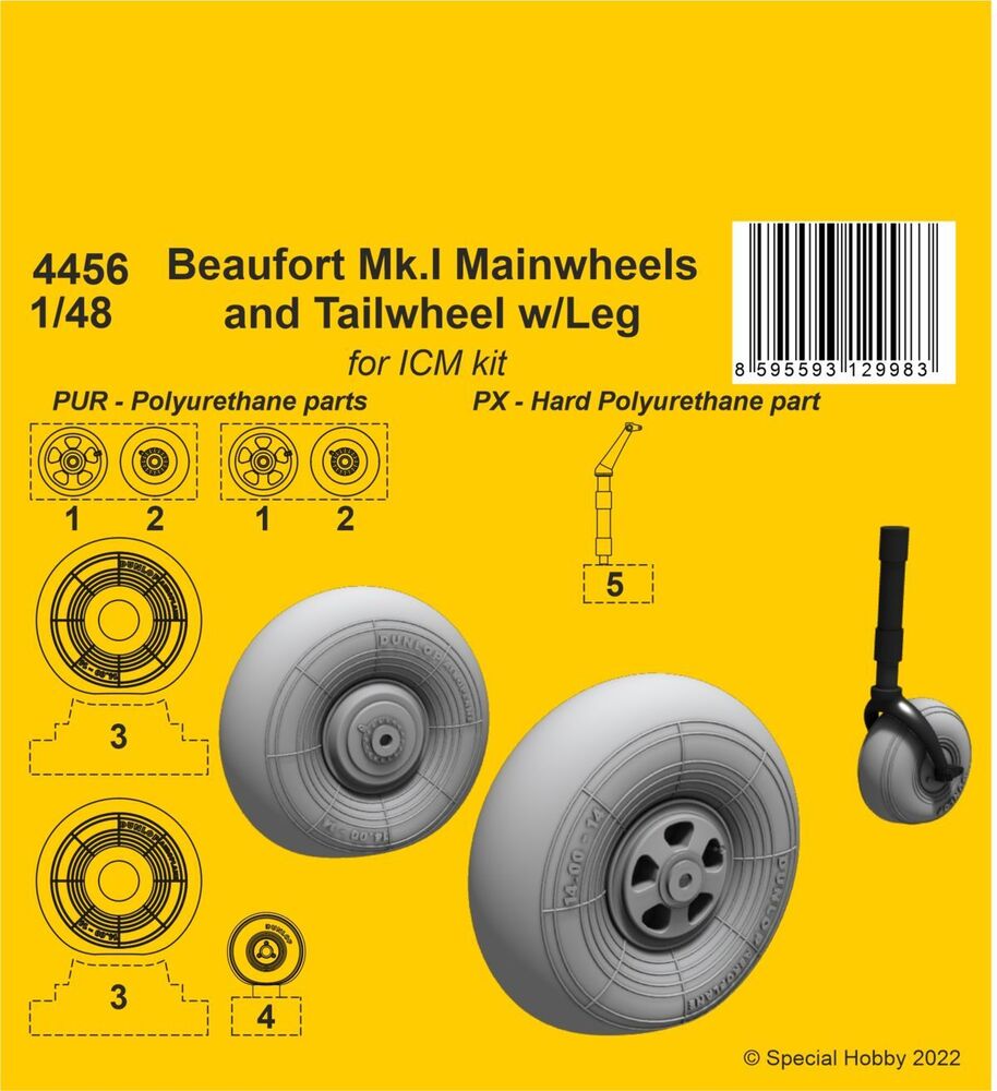 Beaufort Mk.I Mainwheels and Tailwheel w/Leg