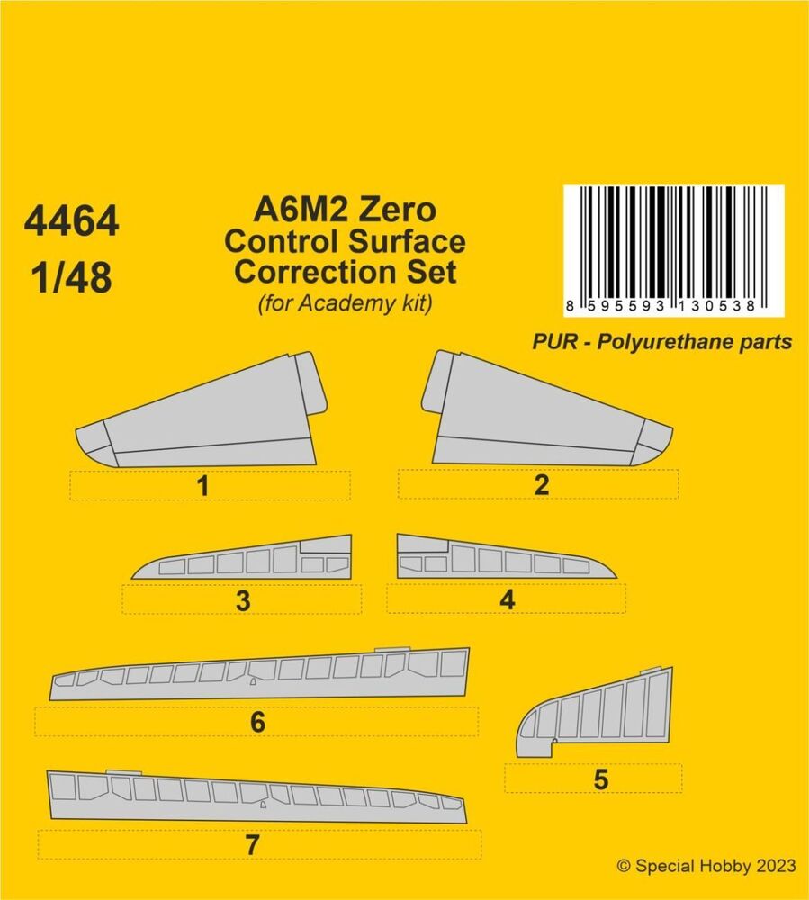 A6M2 Zero Control Surface Correction Set / for Academy kit