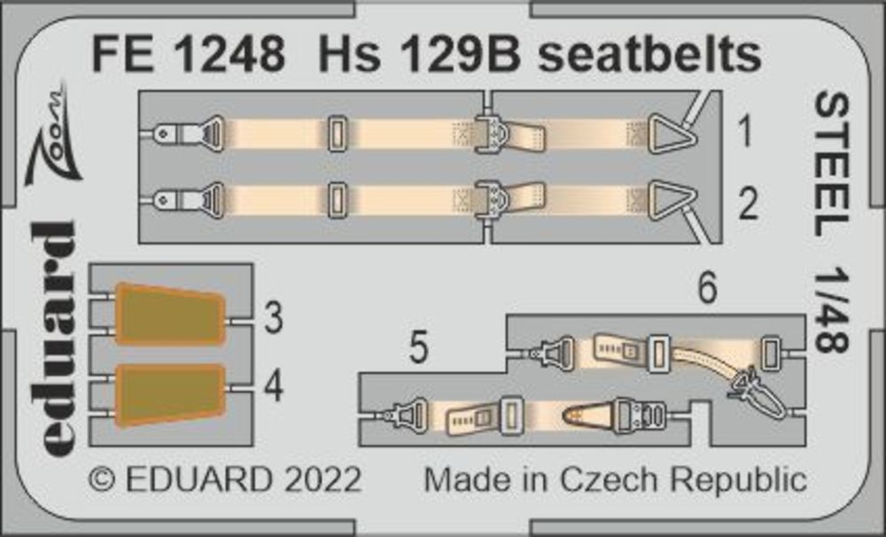 Hs 129B seatbelts STEEL for HOBBY 2000/HASEGAWA