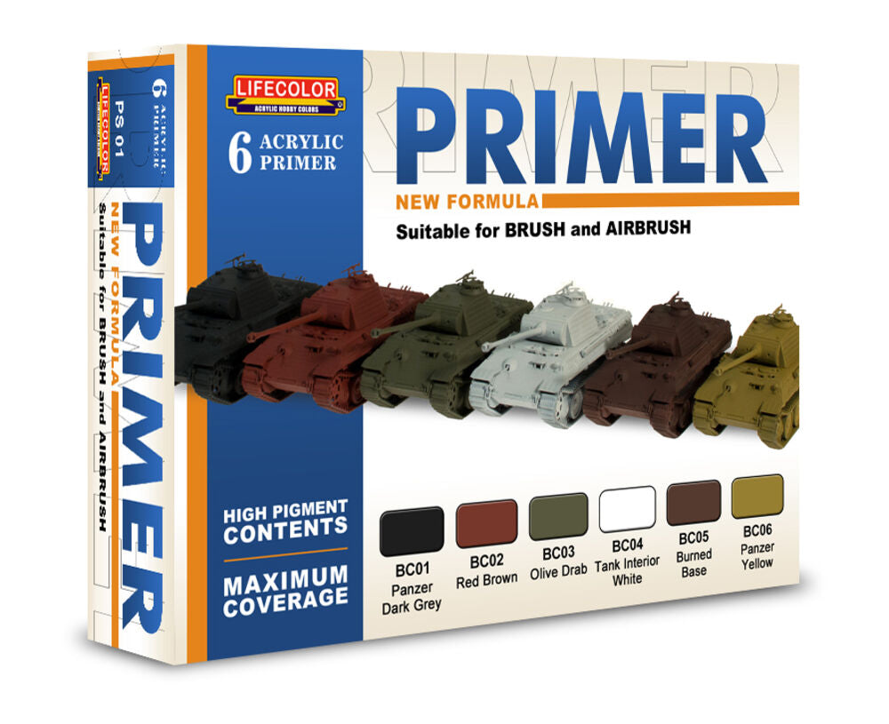 6 Coloured Acrylic Primers 6 x 22 ml