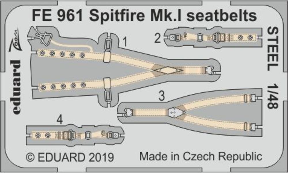 Spitfire Mk.I seatbelts STEEL f. Tamiya